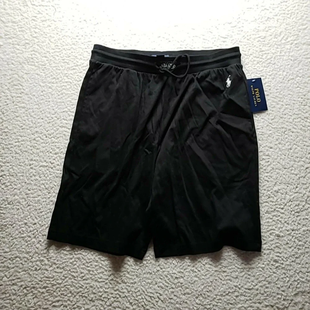 Polo Ralph Lauren Sleep Shorts Mens L Black Jersey Drawstring Lounge Pony Logo